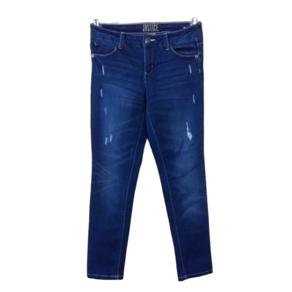 🎈3/$20!  Justice super skinny jeans. Girls Size 12. Blue stretch cotton
